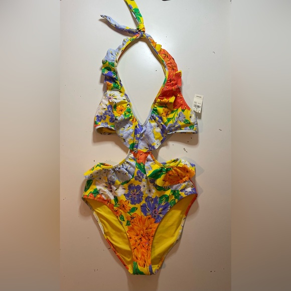 Aerie Floral cut out 1 piece bathing suit size XS - Picture 2 of 2